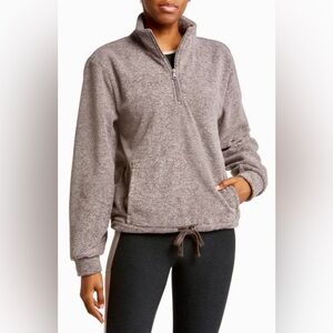 Beyond Yoga New Terrain Quart Zip Heathered Gray Women's Pullover Sweatshirt Sm